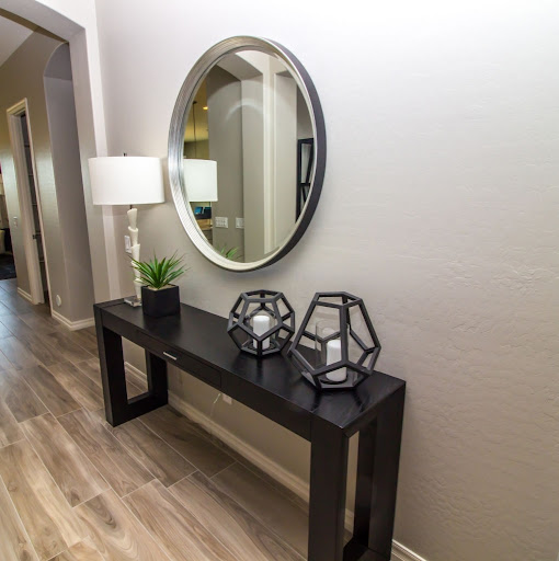 Round Mirror in Hallway