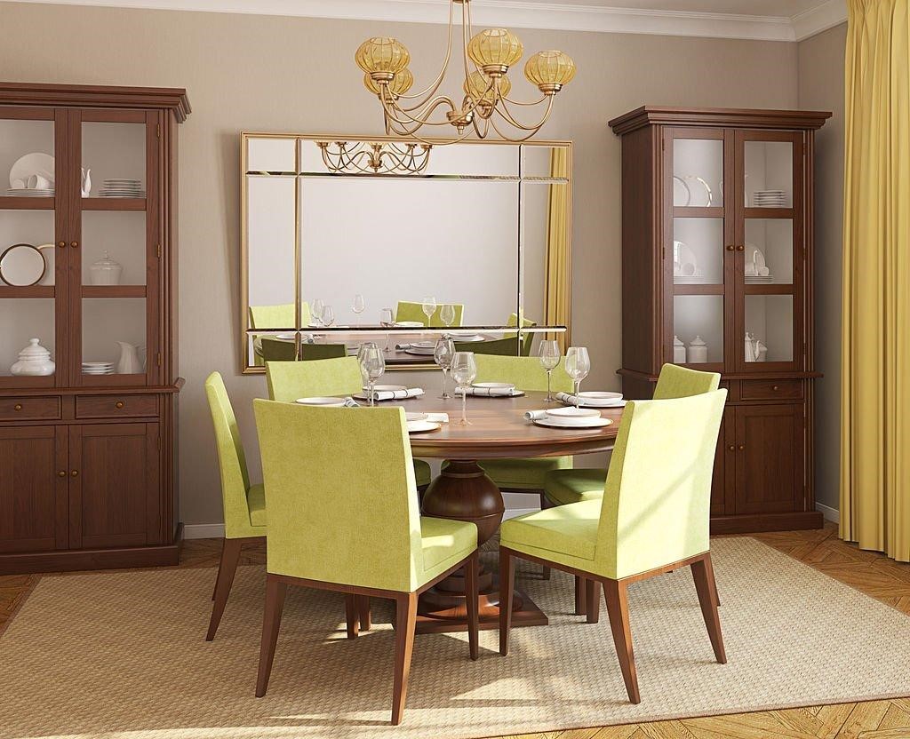 Dining Room Having Mirror and Cabinets