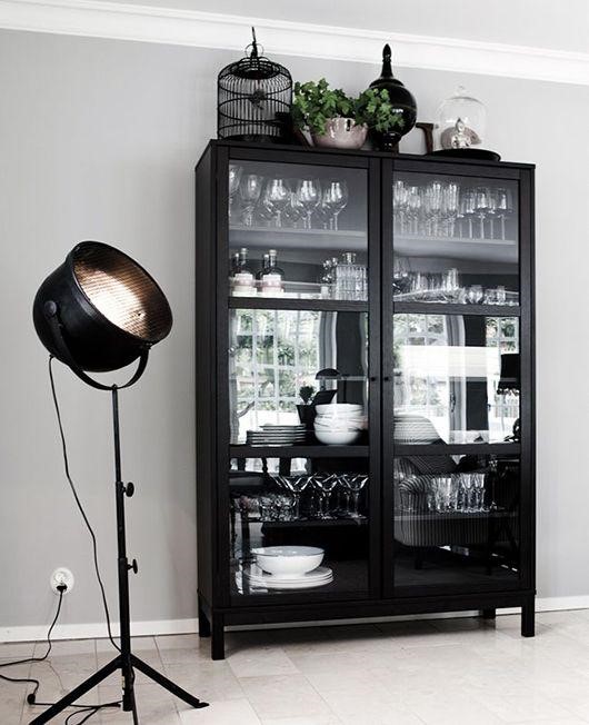 Black Cabinet with Glass Doors
