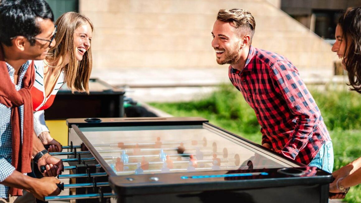 Glass Top Foosball Coffee Table