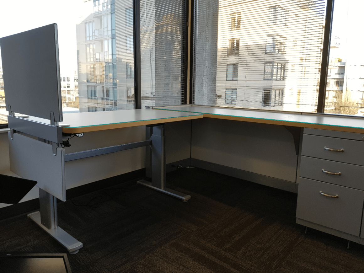 L Shaped Desk with Glass Top