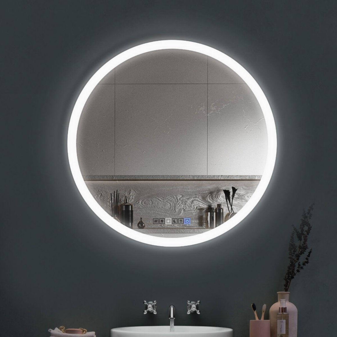 LED Mirror is Hanging Above a Bathroom Sink
