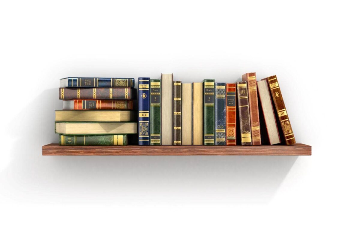 Books on Floating Wooden Shelf