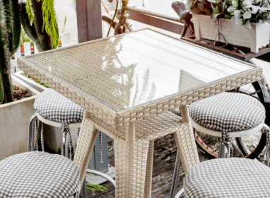 Patio table with acrylic top