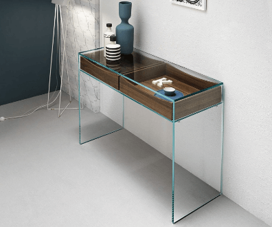 Curved glass console table for Hallway