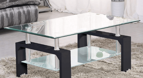Rectangular Glass Coffee Table With Shelf