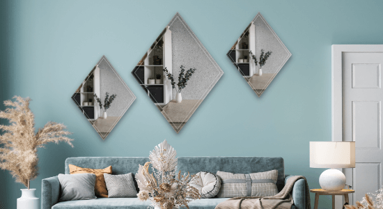 Diamond shaped mirrors