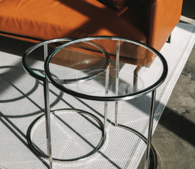 Round Glass Side Table- Shiny From Top To Bottom