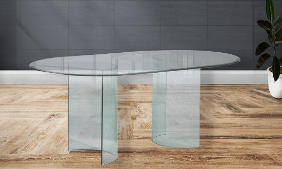 Custom Racetrack Oval Glass Top for Coffee Table