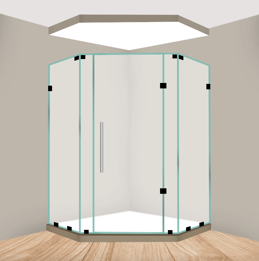 Left Handle Neo Angle Shower Door With Extra Side Glass
