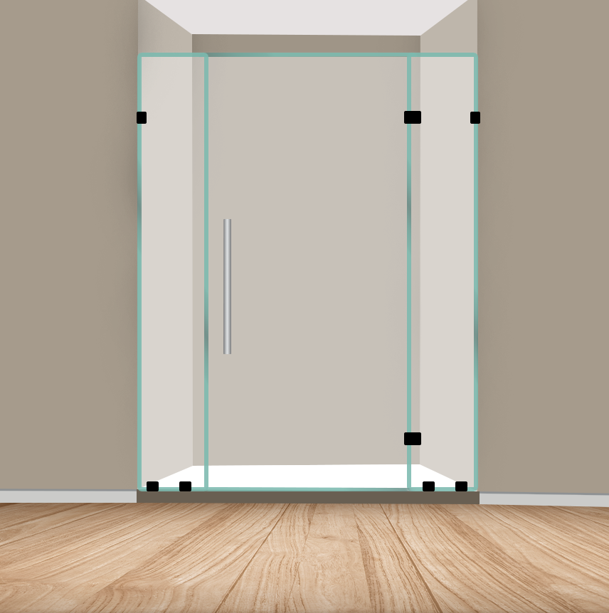 Left Handle Door With Two Panel Shower Door