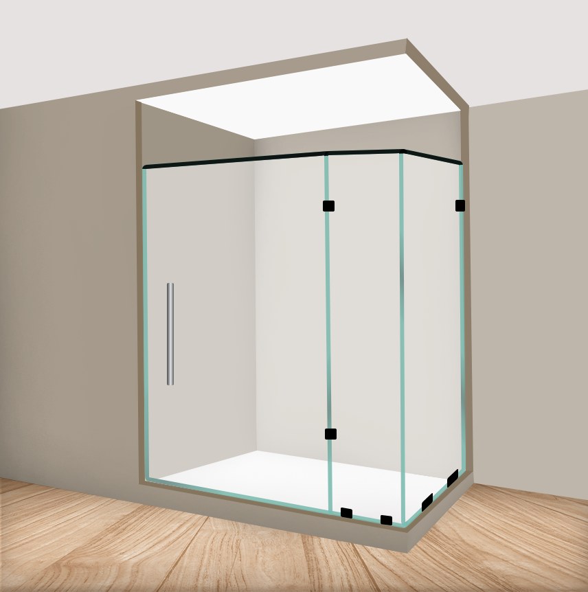 Left Handle Corner Shower Door & Glass Hinge