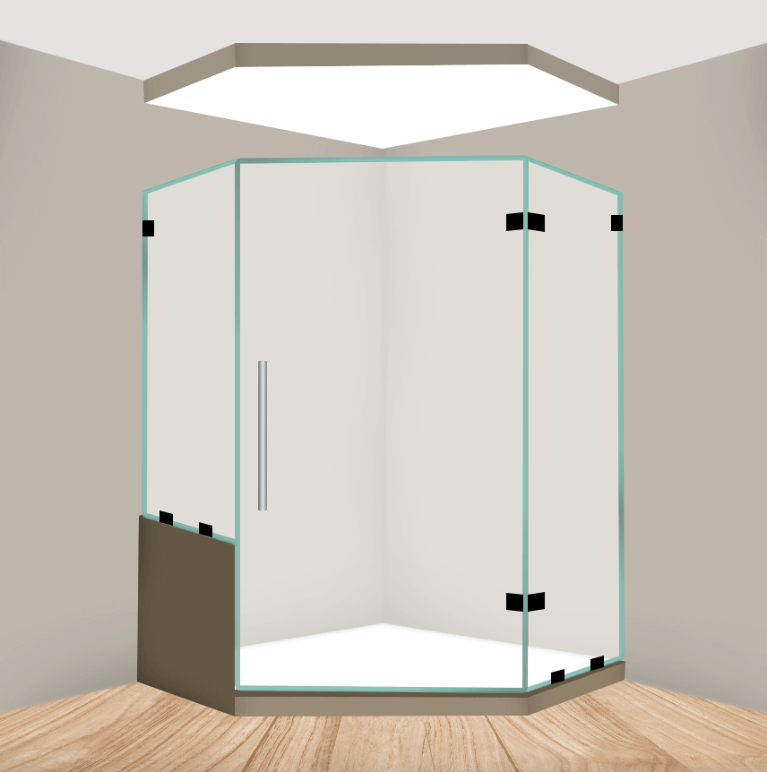 Left Handle Neo Angle Shower Door With Left Knee Wall