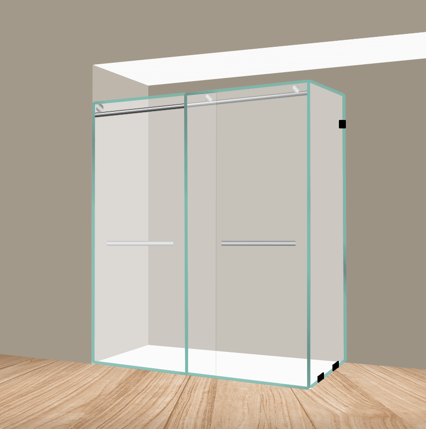Linear ByPass Sliding Shower Door With Right Corner