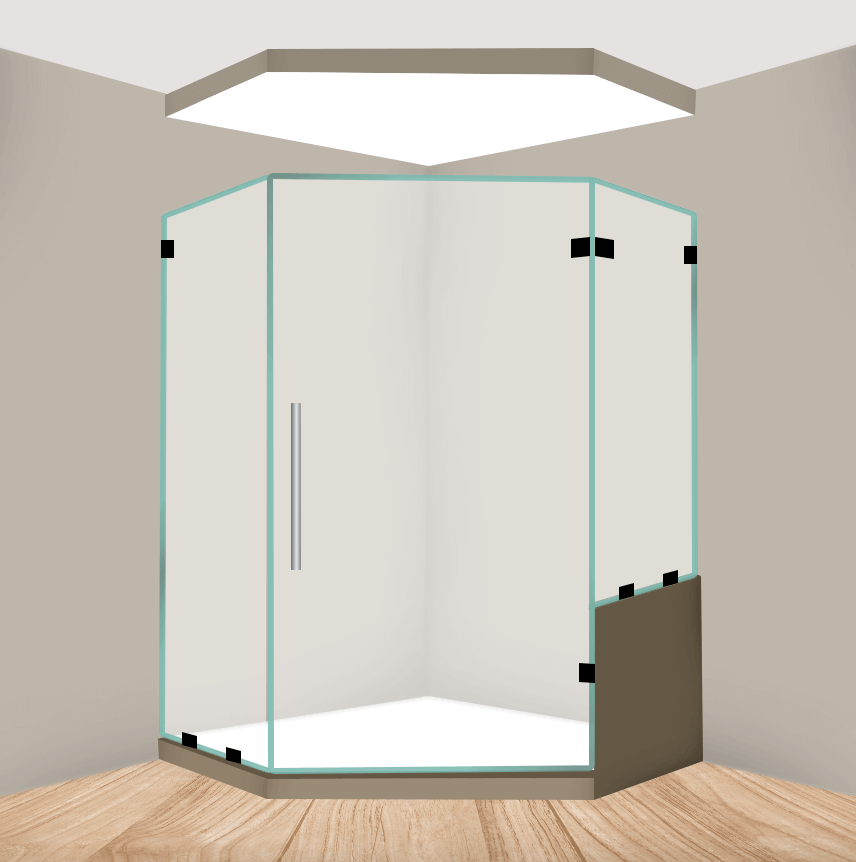 Left Handle Neo Angle Shower Door With Right Knee Wall