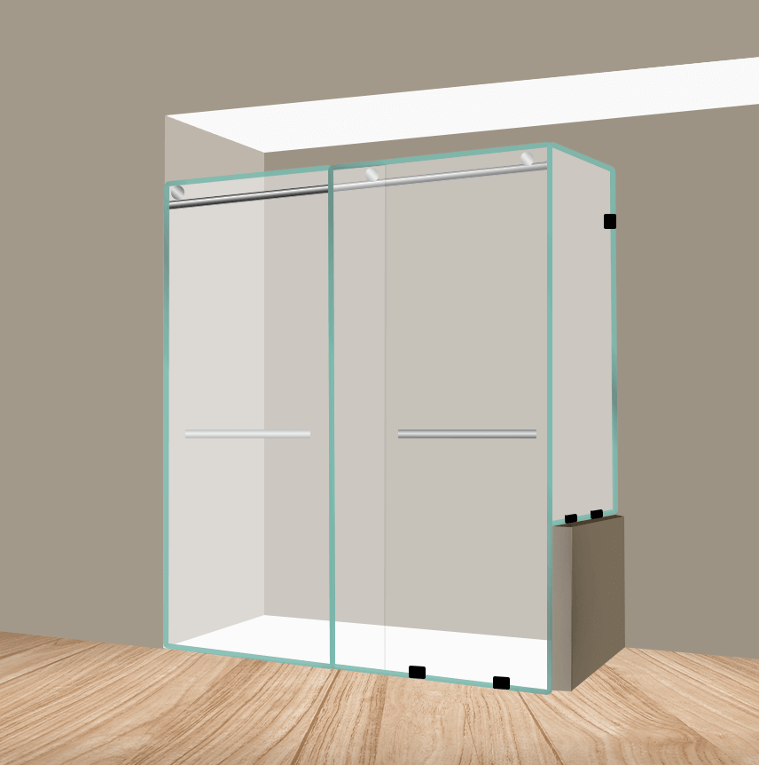 Linear ByPass Sliding Shower Door With Right Corner