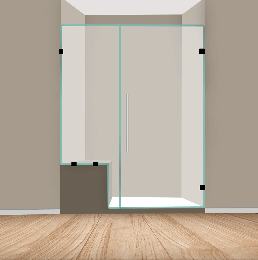 Left Handle Shower Door Panel With Left Knee Wall