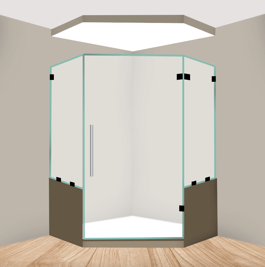 Left Handle Neo Angle Shower Door With Two Knee Walls