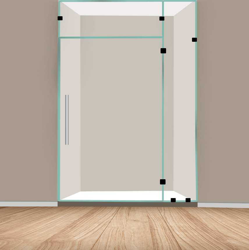 Left Handle Door & Left Panel Shower Door With Transom