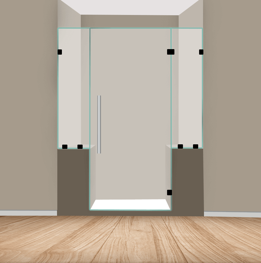 Left Open Shower Door Panel With Two Knee Walls
