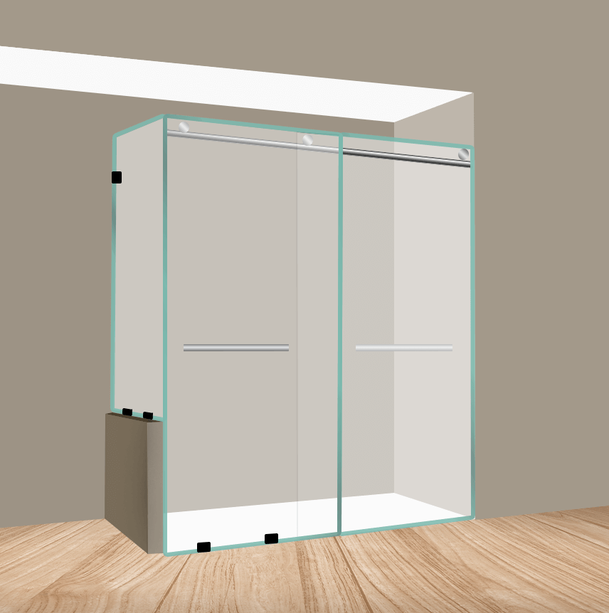 Linear ByPass Sliding Shower Door With Left Corner