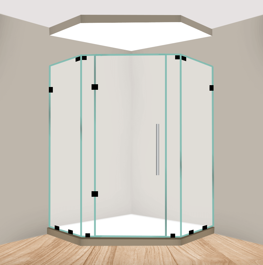 Right Handle Neo Angle Shower Door With Extra Side Glass