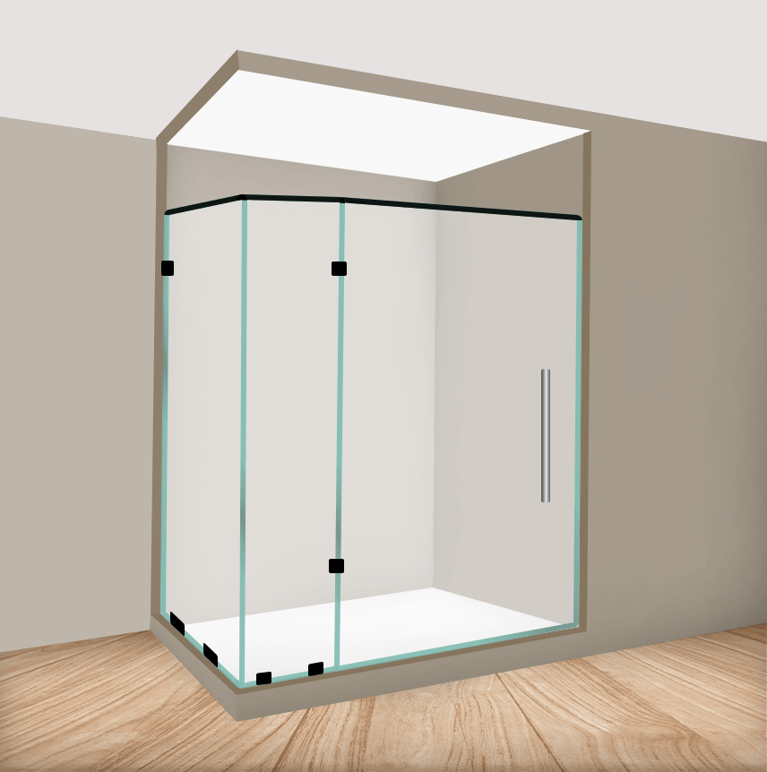 Right Open Corner Shower Door With Glass Hinge