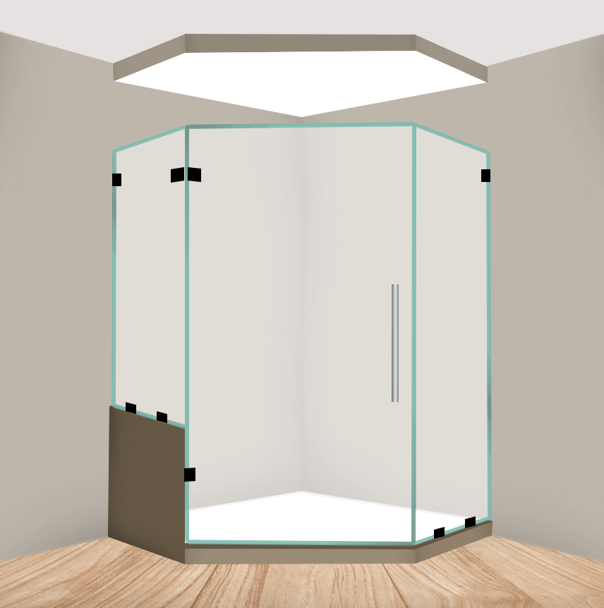 Right Handle Neo Angle Shower Door With Left Knee Wall