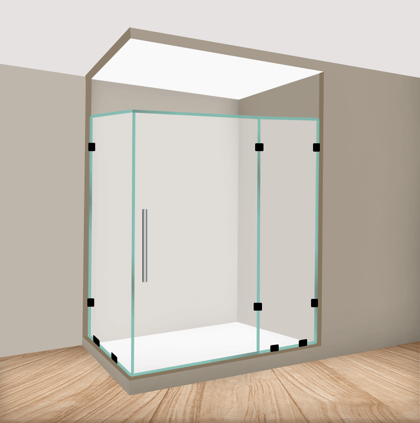 Left Handle Corner Shower Door With Right Panel