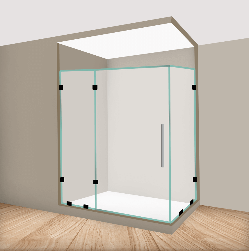 Right Handle Corner Shower Door With Left Panel