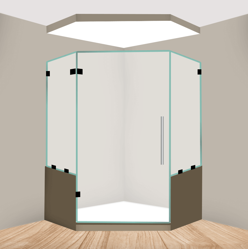Right Handle Neo Angle Shower Door With Two Knee Walls