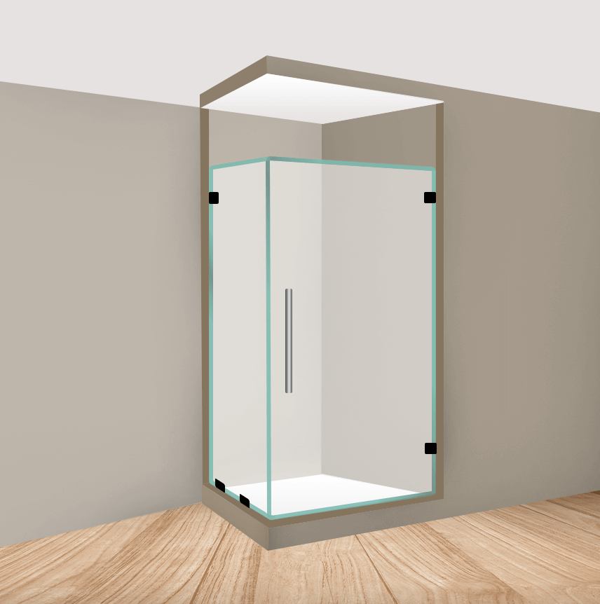 Left Handle Corner Shower Door With Left Return Panel