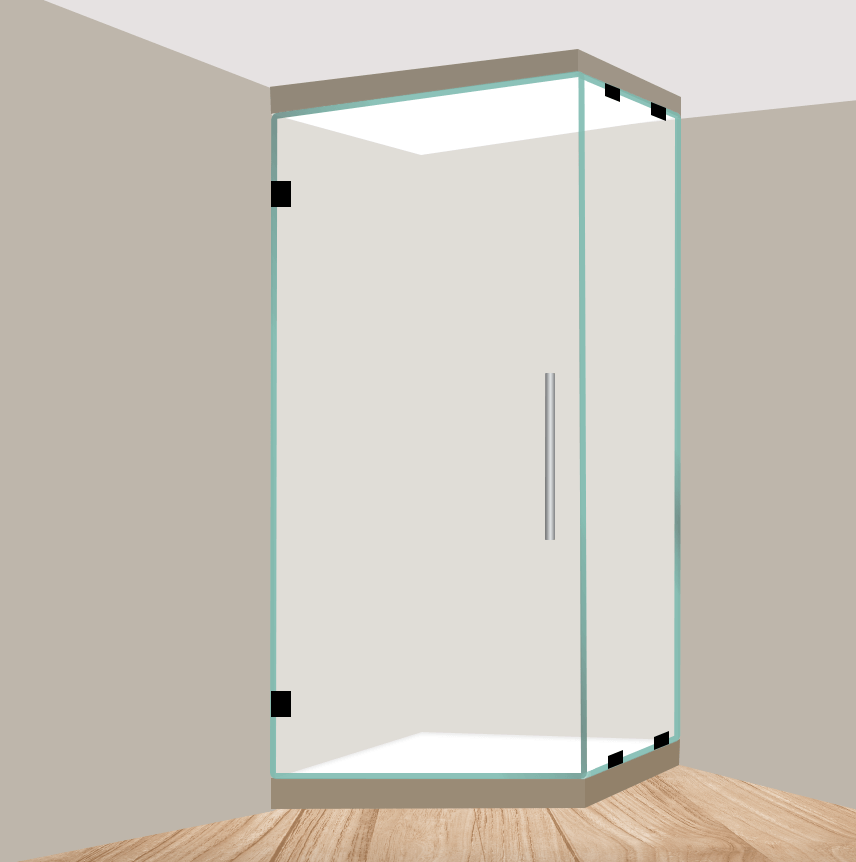 Right Handle Neo Angle Shower Door with Right Side Return Panel