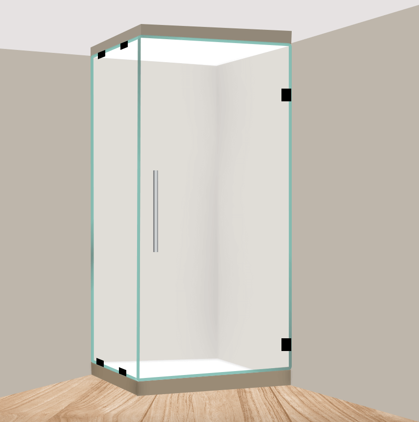 Left Handle Neo Angle Shower Door with Left Side Return Panel