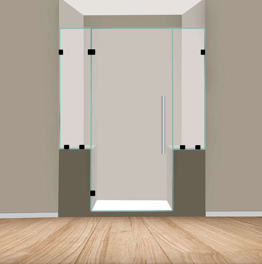 Right Handle Shower Door Panel With Two Knee Walls