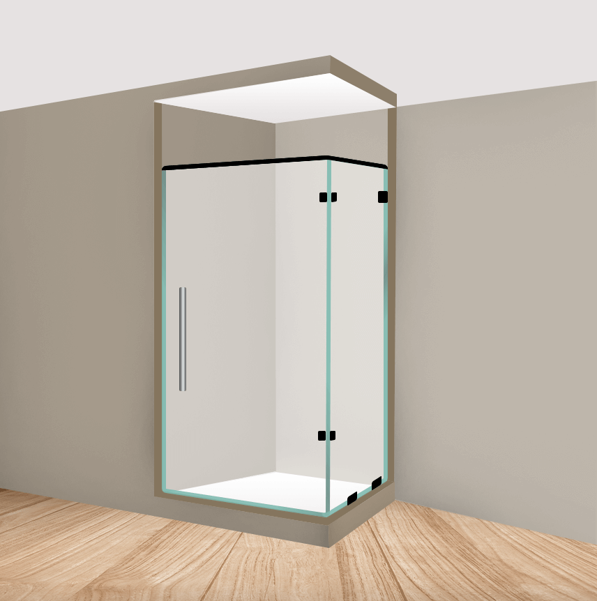 Left Handle Corner Shower Door With Right Return Panel