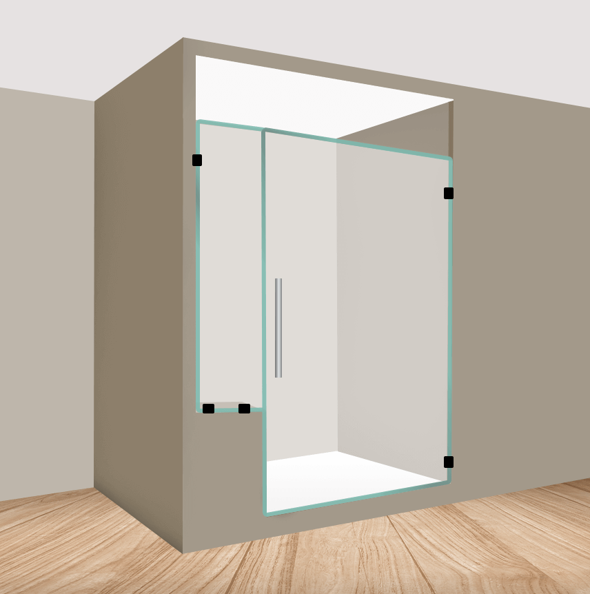 Left Handle Shower Door With Left Side Knee Wall