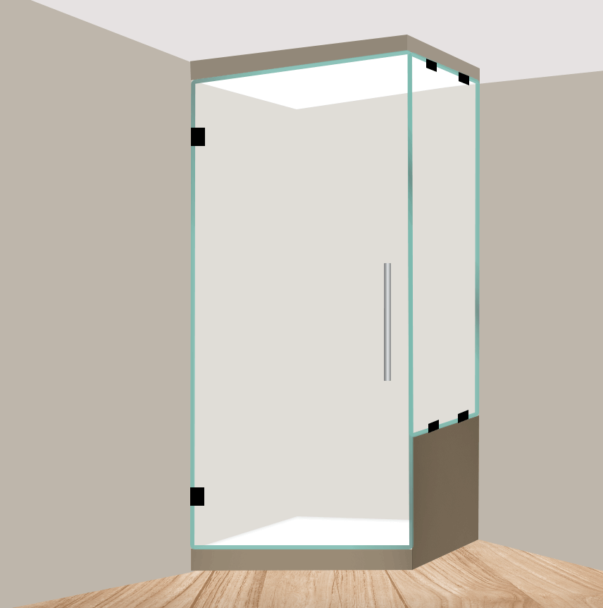 Right Handle Neo Angle Shower Door with Right Knee Wall