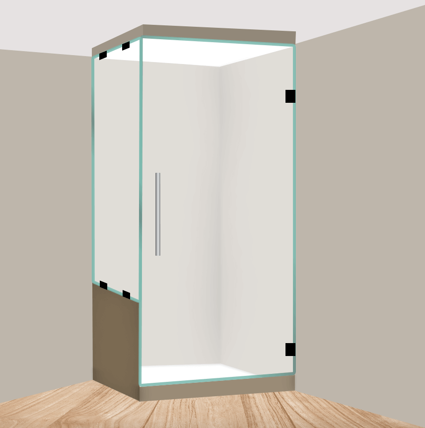 Left Handle Neo Angle Shower Door with Left Knee Wall