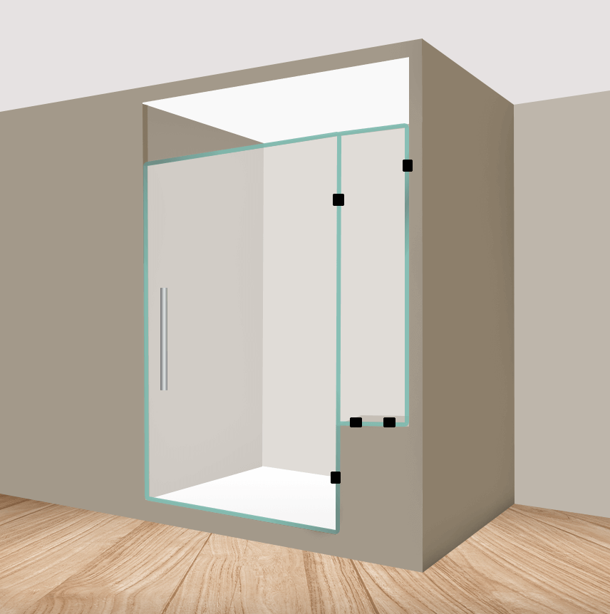 Left Handle Shower Door With Right Side Knee Wall