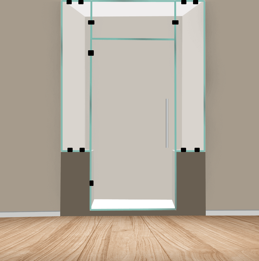 Right Handle Shower Door Panel With Two Knee Walls