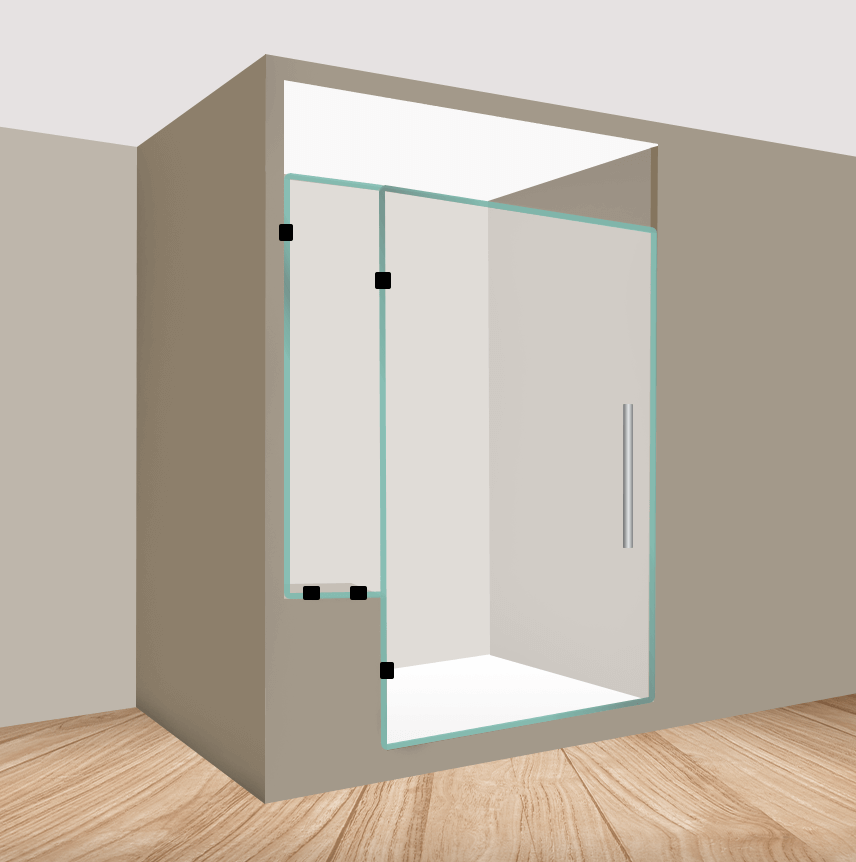 Right Handle Shower Door With Left Side Knee Wall