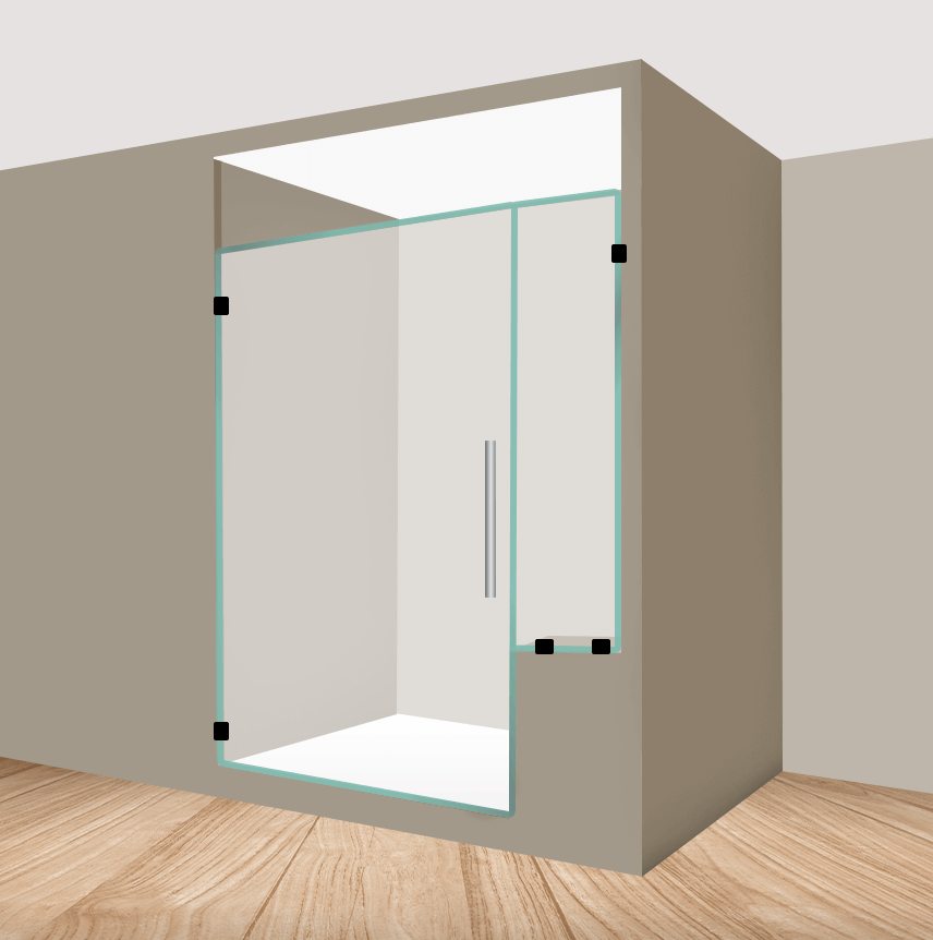 Right Handle Shower Door With Right Side Knee Wall