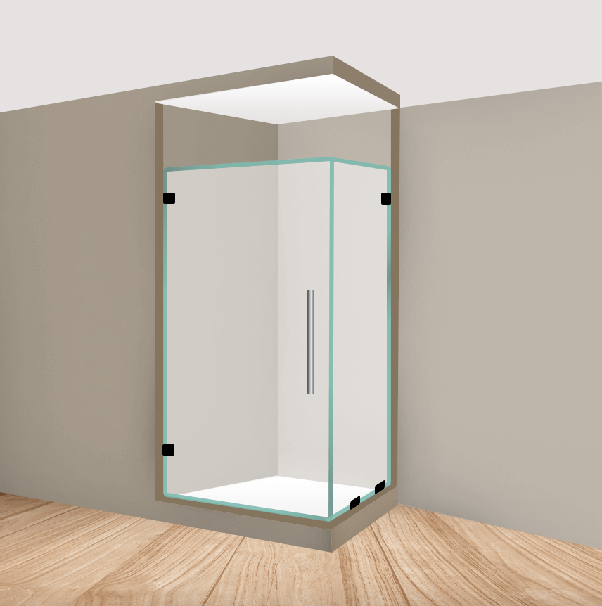 Right Handle Corner Shower Door With Right Return Panel