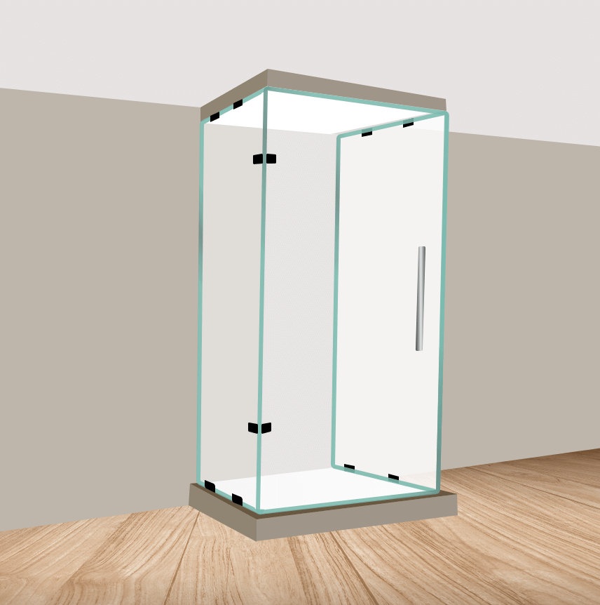 Phone Booth Corner Shower with Right Handle Centered Door