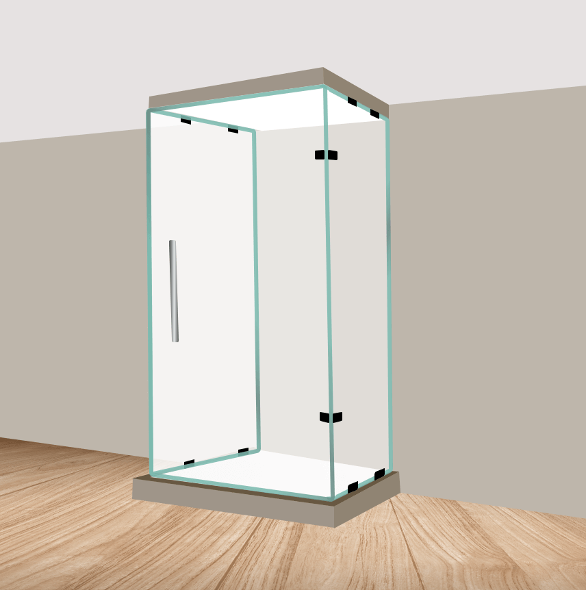 Phone Booth Corner Shower with Left Handle Centered Door