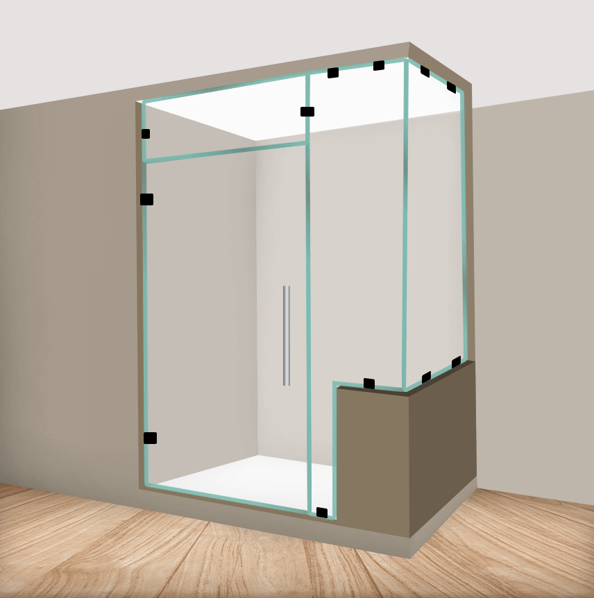 Right Handle Corner Shower Door With Right Knee Wall