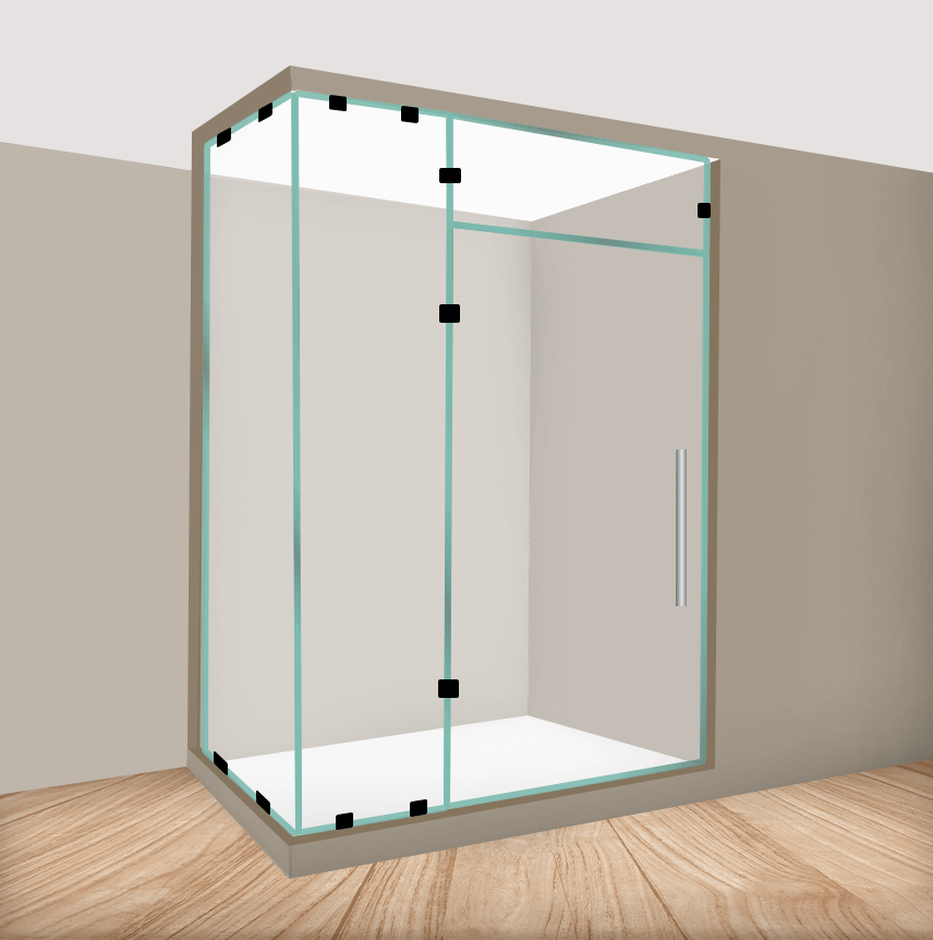 Right Handle Corner Shower Door With Glass Hinge