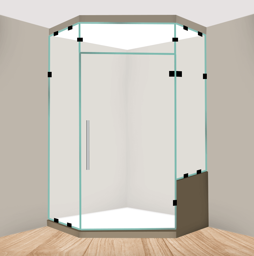 Left Handle Neo Angle Shower Door With Right Knee Wall