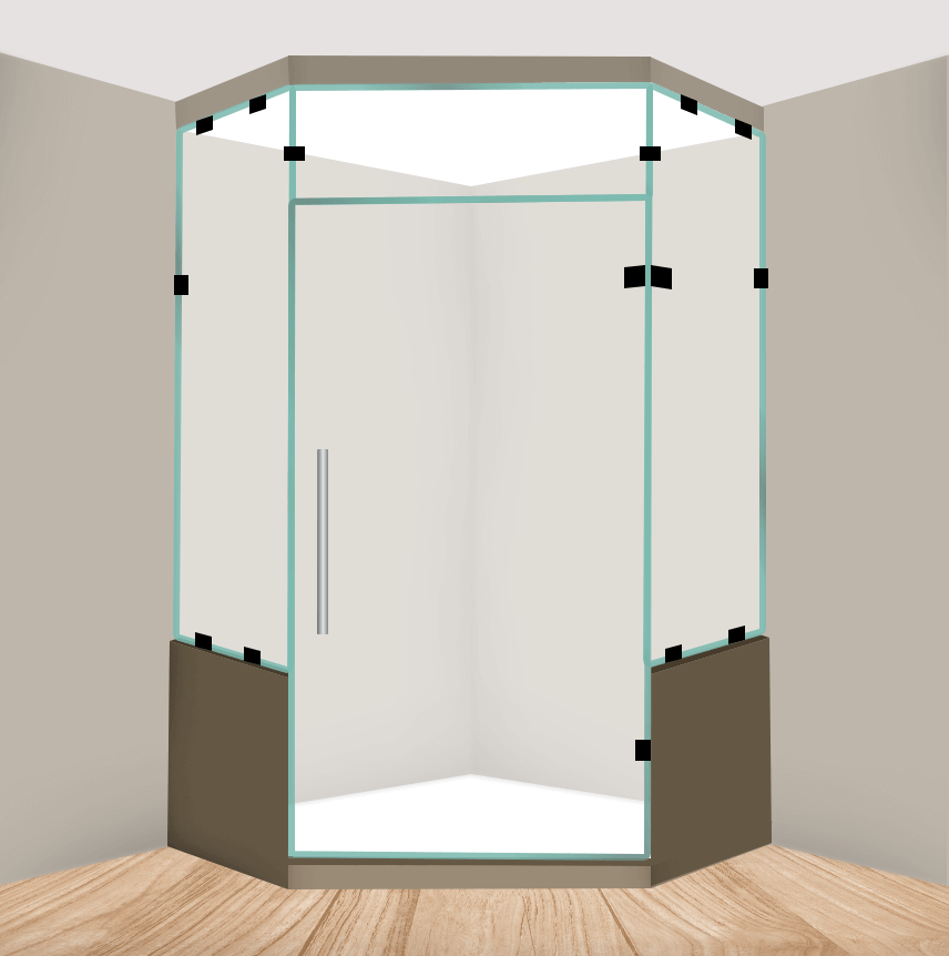 Left Handle Neo Angle Shower Door With Two Knee Walls